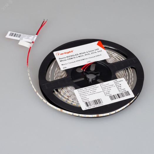 Лента MICROLED-M240-4.5мм 24V White-CDW (9.6 W/m, IP20, 2216, 5м) (узкая)