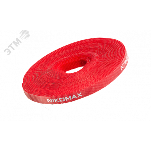 Стяжка-липучка нарезаемая, в рулоне 5м, ширина 9мм, красная