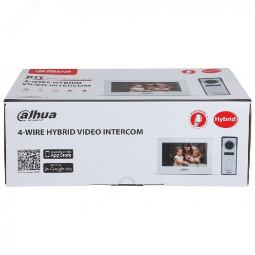 Комплект видеодомофона 4-проводной (Панель        вызывная DHI-VTO1000J, видеодомофон с WiFi        DHI-VTH2624GW-WP)