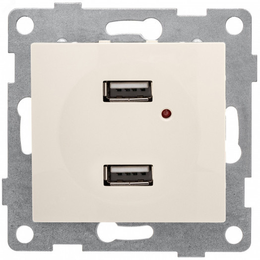 GUSI Bravo механизм розетки USB,  двойной,  скрытая  установка. Цвет  бежевый.