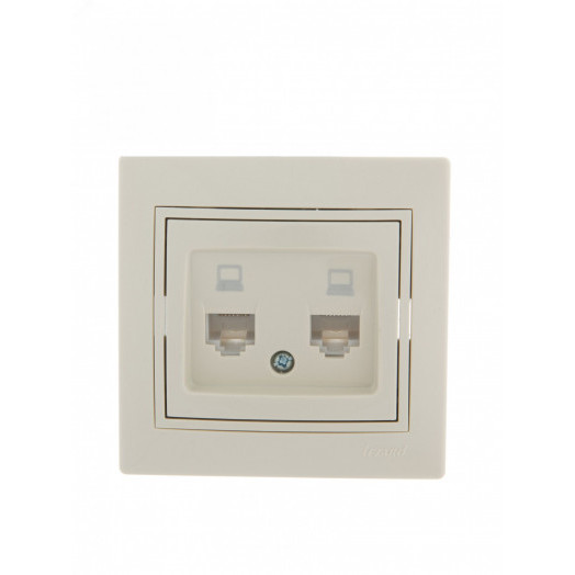 MIRA Розетка компьютерная RJ45x2 бежевая