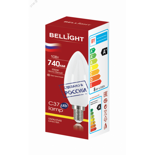 Лампа светодиодная LED С37 10W E14 3000К