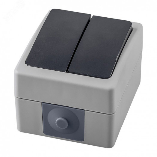 Выключатель двухклавишный, Велена, серый/графит,