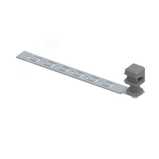 Держатель круглого проводника с помощью зажима с двумя болтами на пластине под черепицу L-330. Материал - горячеоцинкованная сталь.