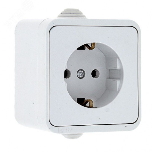 Прага Розетка 16А с заземлением IP44 белая