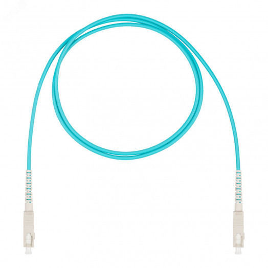 Шнур оптический коммутационный (патч-корд), SC-SC симплекс (simplex) OM3, нг(А)-HF, бирюзовый, 15 м