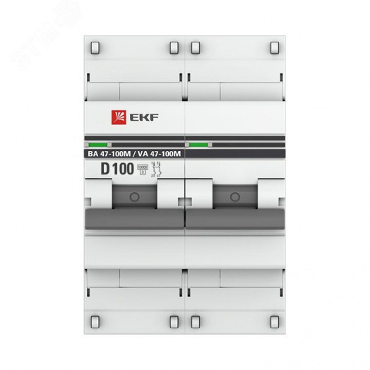 Автоматический выключатель 2P 100А (D) 10kA ВА 47-100M с электромагнитным расцепителем PROxima