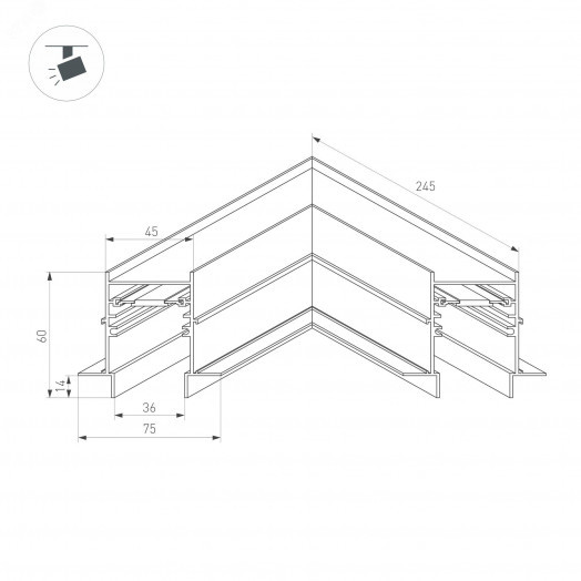 Коннектор угловой MAG-CON-4560-FDW-L90 (BK) (IP20 металл, 3 года)