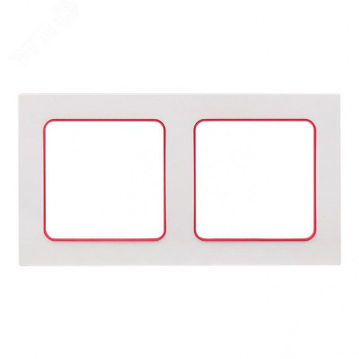 Стокгольм Рамка 2-местная белая с линией цвета красный