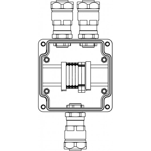 Взрывозащищенная клеммная коробка из полиэстера TBE-P-03 -(2xCBC.2 -2xCBC.2(i) - 2xTEO.2) - 2x6018ANP22BKM2SB(A) - 1x6018ANP22BKM2SB(C)1Ex e IIC Т5 Gb / Ex tb IIIC T95°C Db IP66