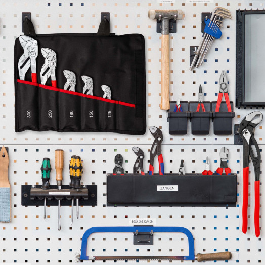 Набор переставныеавных клещей-гаечных ключей 86 03 XXX в чехле-скрутке из полиэстера 5 предметов L-125/150/180/250/300 мм Cr-V хромированные обливные рукоятки