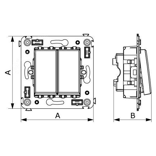Avanti Переключатель двухклавишный в стену  Закаленная сталь