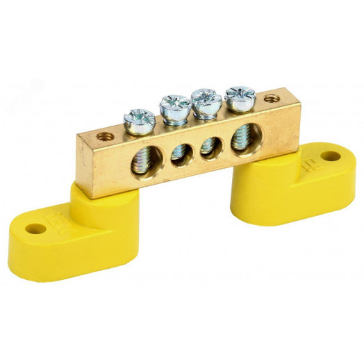 Шина PE земля на двух угловых изоляторах ШНИ-8х12-4-У2-Ж