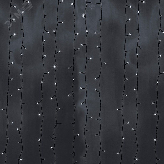 Гирлянда светодиодный Дождь 2х9 м, эффект водопада, черный провод, 230 В, диоды белые