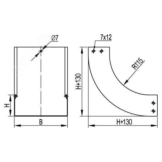 Угол CS 90 вертикальный внутренний 90 градусов 500/100 в комплекте с крепежными элементами и соединительными пластинами