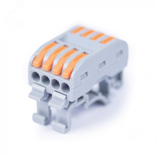 Клемма соединительная универсальная проходная 4 полюса с рычагом на DIN-рейку 0,08-2