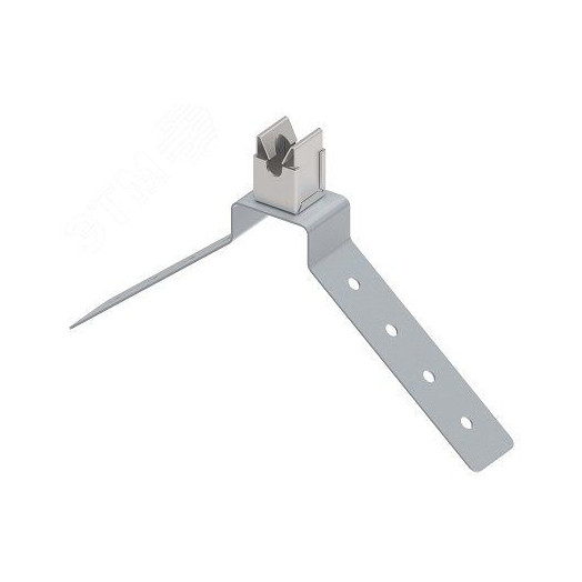 Держатель КЛИК безвинтовое исполнение для установки на коньке проводников 6-10 мм на угловом коньке кровли. Материал - горячеоцинкованная сталь/нержавеющая сталь.