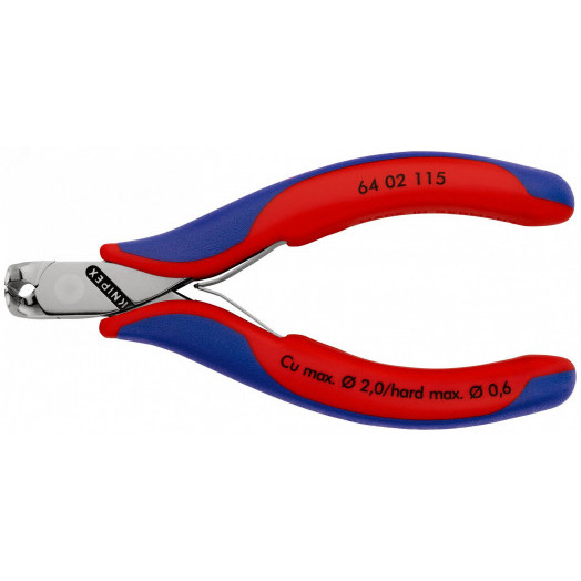 Кусачки торцевые для электроники режущие кромки с маленькой фаской с пружиной резка - мягкая проволока 2мм проволока средней твердости 1мм твердая проволока 06мм L=115мм зеркальная полировка двукомпонентные рукоятки