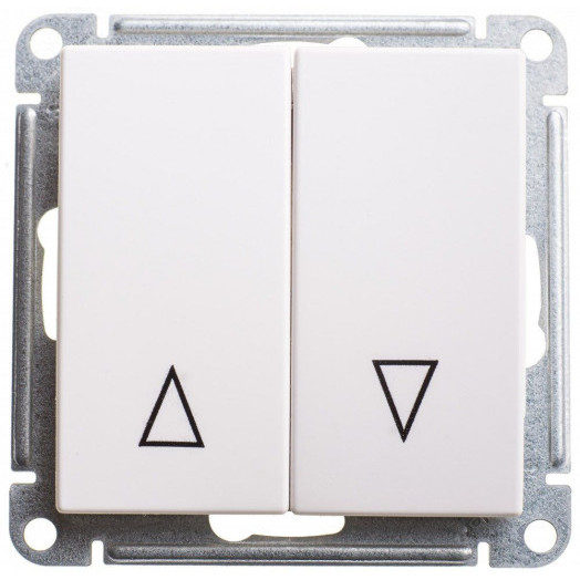 W59 Выключатель двухклавишный, с механический блокировкой для жалюзи, механизм, белый