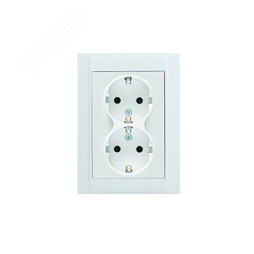 Defne Розетка двойная с заземлением белая