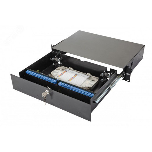 Панель оптическая серии 47F-48, 19 2U выдвижная, корпус на 48 адаптеров, 32 дуплекс LC адаптера, OS2