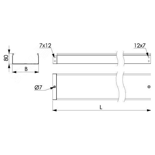 Лоток неперфорированный 150х80 L=3000мм толщина 1.0мм горячеоцинкованный