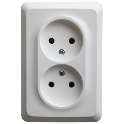 ЭТЮД Розетка двойная скрытой установки без заземления без шторок 16А 250B, белый