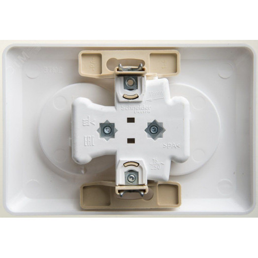 ЭТЮД Розетка двойная скрытой установки без заземления без шторок 16А 250B, белый