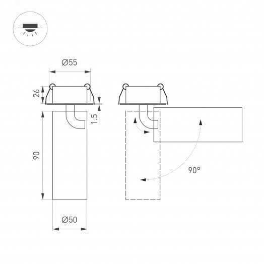 Светильник SP-GABI-BUILT-FLAP-R50-9W Day4000 (BK, 36 deg, 230V) (Arlight, IP40 Металл, 5 лет)