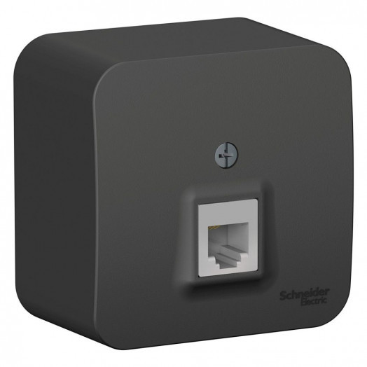 Розетка BLANCA наружная телефонная RJ11, с изолирующей пластиной, антрацит