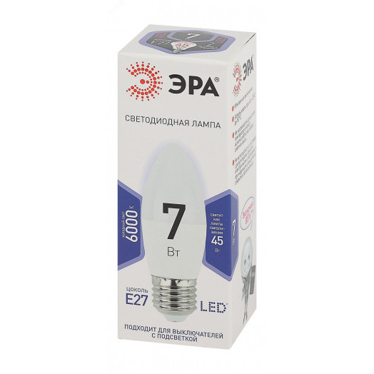 Лампа светодиодная LEDB35-7W-860-E27(диод,свеча,7Вт,хол,E27)