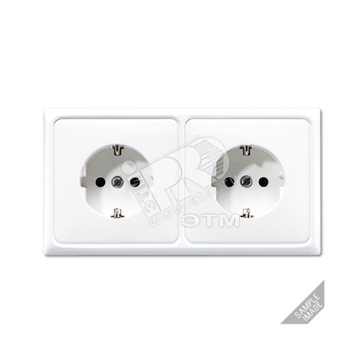 Розетка штепсельная SCHUKO 16A 250V сдвоенная полная плата термопласт слоновая кость