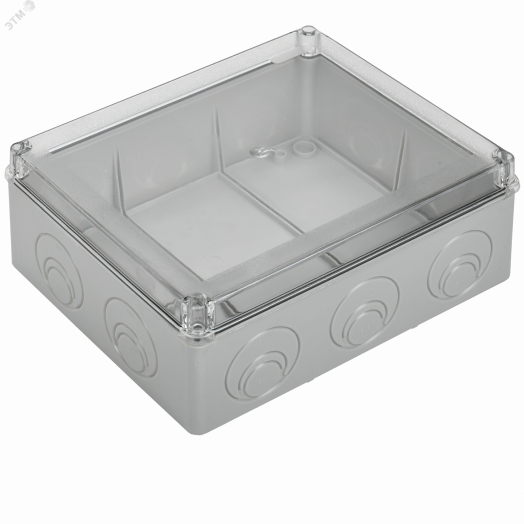 Коробка КМ41276 распаячная для открытой проводки 240х195х90мм IP55 (RAL7035 прозрачный красный кабельные вводы 5 шт)