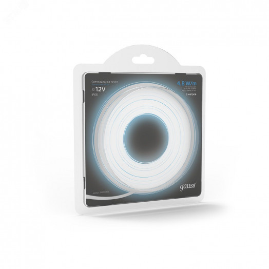 Лента светодиодная LED 2835/60-SMD 4.8 Вт/м 210 лм/м 6500К DC 12В IP66 8мм (блистер 5м) Black Gauss