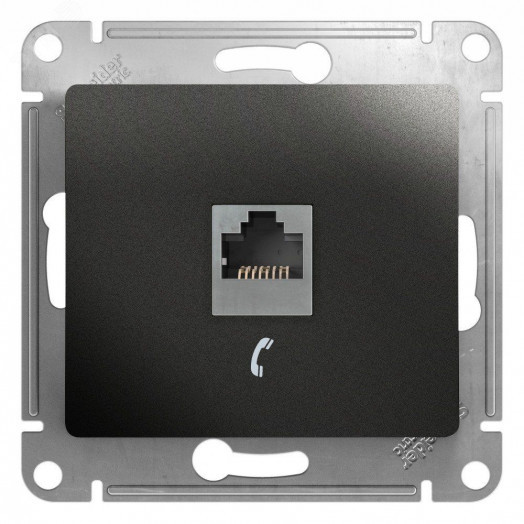 GLOSSA Розетка телефонная RJ11 антрацит в рамку
