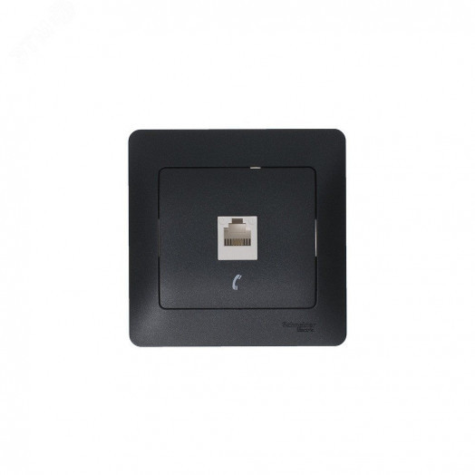 GLOSSA Розетка телефонная RJ11 антрацит в рамку