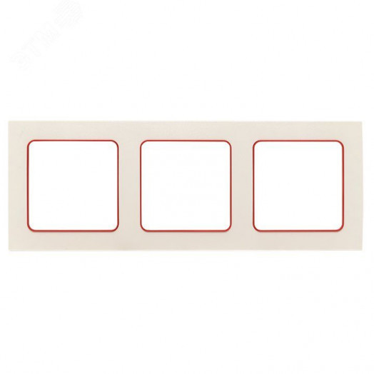 Стокгольм Рамка 3-местная белая с линией цвета красный