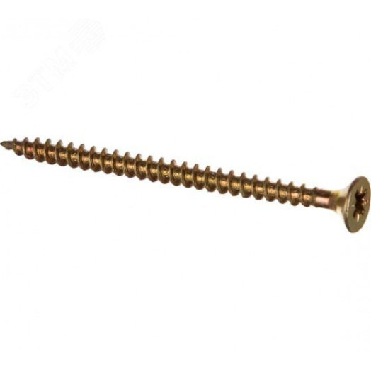 Шуруп универсальный 6х80 потайная головка, остроконечный, желтопассивированный (75шт) - коробка