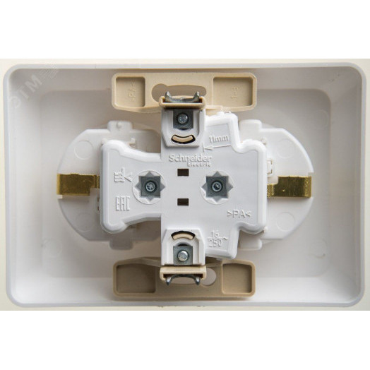 ЭТЮД Розетка двойная скрытой установки с заземлением со шторками 16А 250B, белый