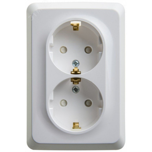 ЭТЮД Розетка двойная скрытой установки с заземлением со шторками 16А 250B, белый