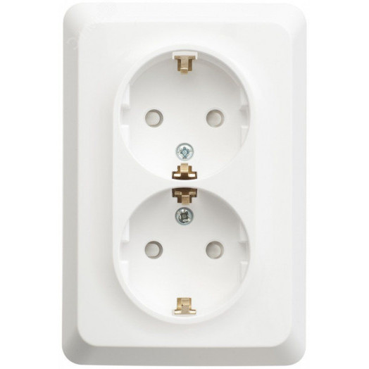 ЭТЮД Розетка двойная скрытой установки с заземлением со шторками 16А 250B, белый