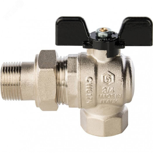 Кран шаровой со сгоном угловой 3/4' ВН ручка бабочка