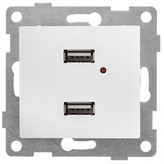 GUSI Bravo механизм розетки USB,  двойной,  скрытая  установка. Цвет  белый.