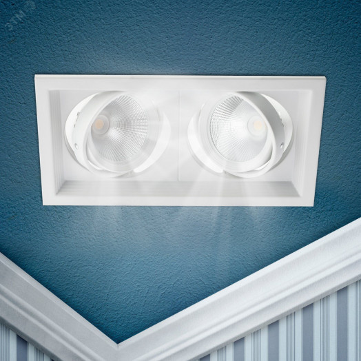 Светильник карданный встраиваемый SKD-12-36-40K-W09 2х9Вт 4000K 1620Лм 225х130х100