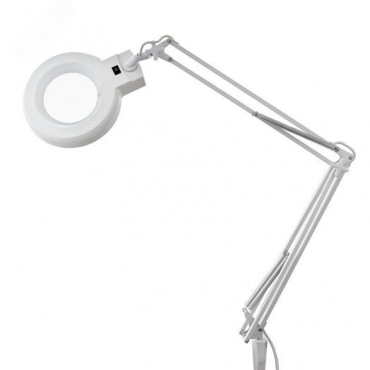 Лупа на струбцине, круглая, 8D, с подсветкой, белая (Ст) артикул