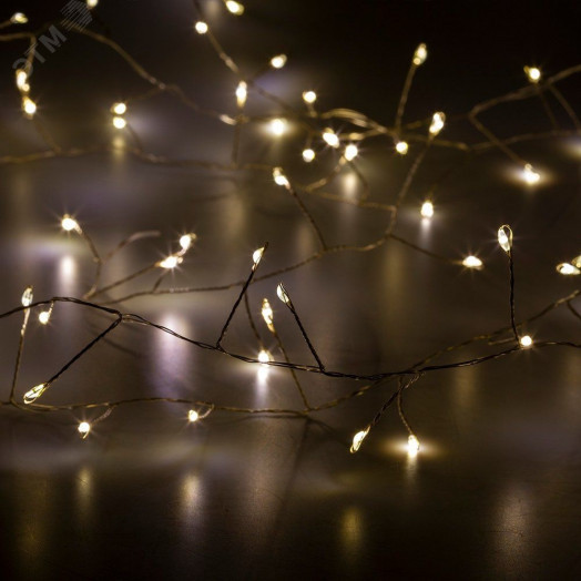 Светодиодная новогодняя гирлянда ЕNIG - 100M нить Мишура 3 м теплый белый 150 microLED 220 V