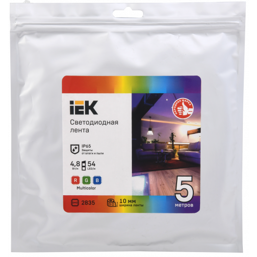 Лента светодиодная 5м LSR-2835RGB54-4,8-IP65-12В IEK