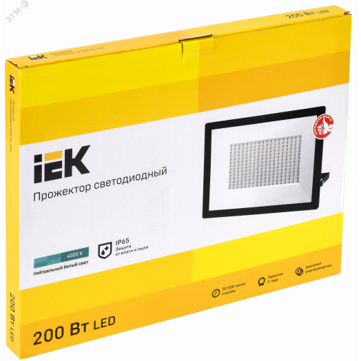 Прожектор светодиодный СДО 06-200 IP65 4000К черный IEK