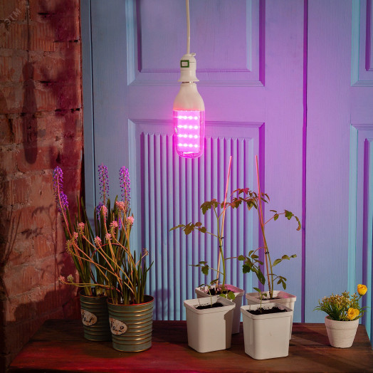 Лампа светодиодная для растений Форма DOUBLESIDE прозрачная Спектр для рассады и досвечивания в период роста Картон