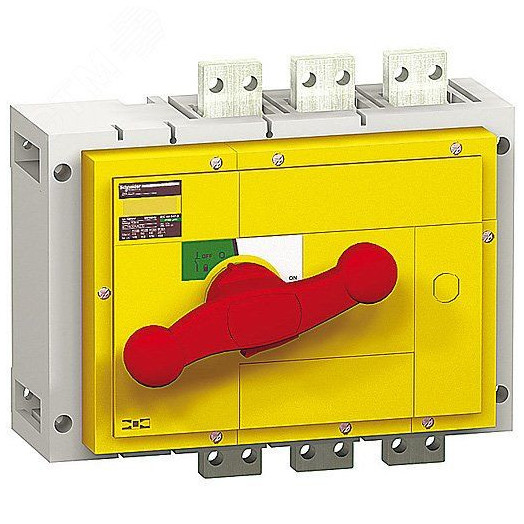 Выключатель-разъединитель INS1600 3п красная рукоятка/желтая панель